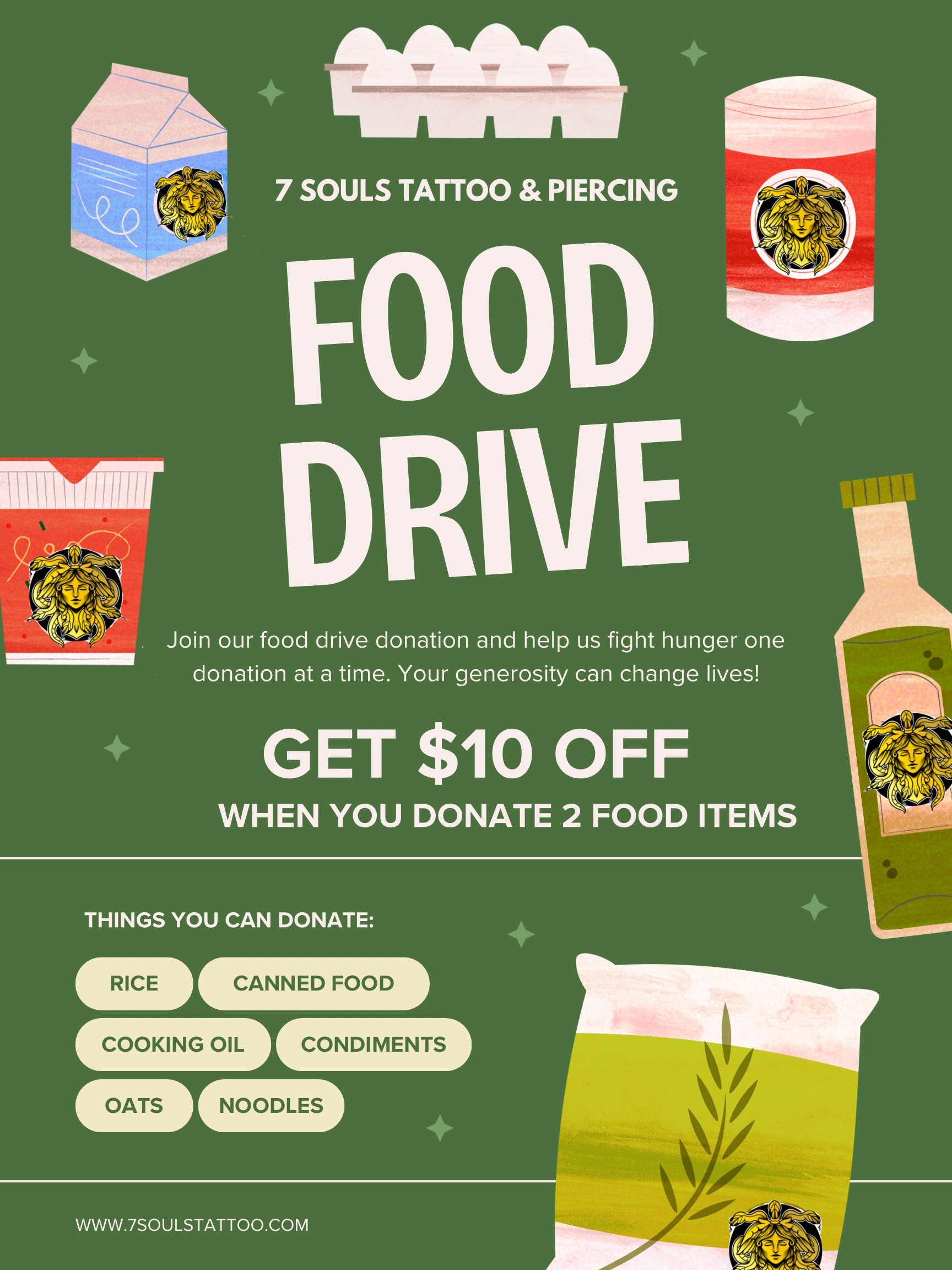 Green Organic Illustrative Food Drive Event Poster
